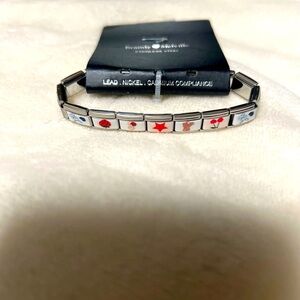 New  Brandy❤️Melville Stainless Steel Charm Bracelet with Red and White Accents